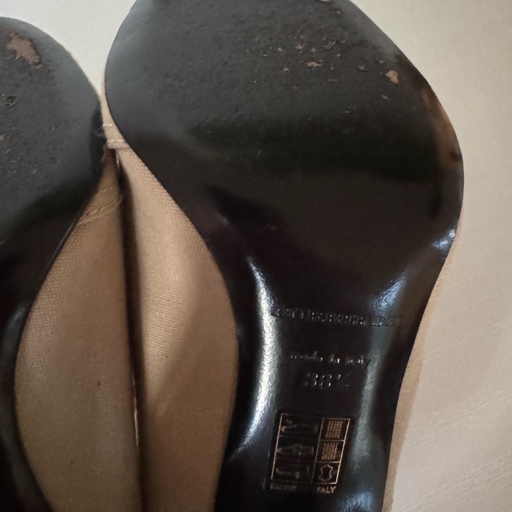 Burberry Beige Peep Toe Slingback Heels - Picture 7 of 7